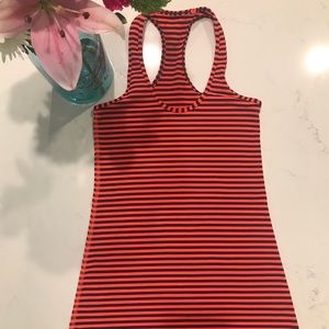 Lululemon Orange Navy Stripe Racerback Tank